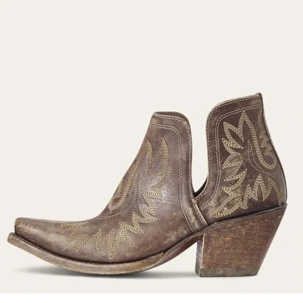 Ariat Dixon Boots Women 8.5B Brown Distressed Cowgirl X Toe Western Snip Bootie - Picture 14 of 14
